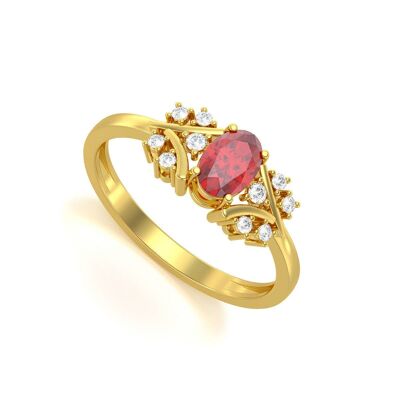 Ring Yellow Gold Ruby and diamonds 1.556grs