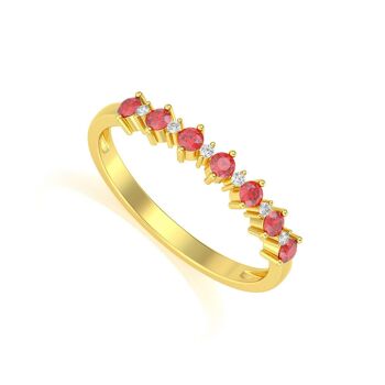 Bague Or Jaune Rubis et diamants 1.7grs 1