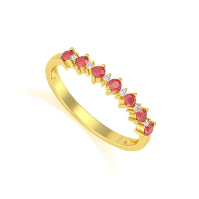 Gelbgold-Ring Rubin und Diamanten 1,7gr