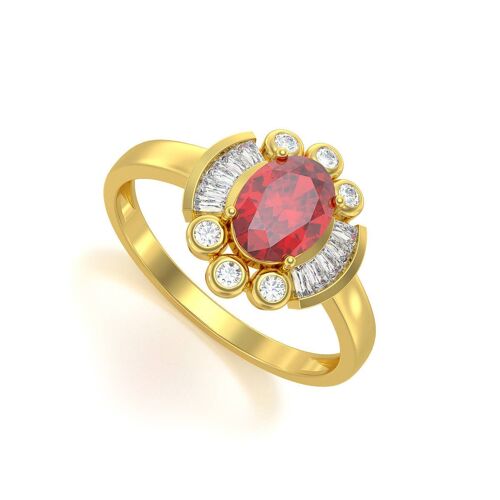 Bague Or Jaune Rubis et diamants 2.10grs