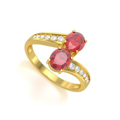 Ruby and diamonds yellow gold ring 2.546grs