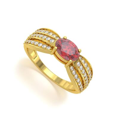 Ring Yellow Gold Ruby and diamonds 2.89grs