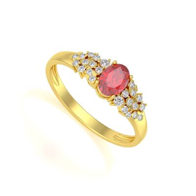 Yellow Gold Ring Ruby and Diamonds 2.934grs