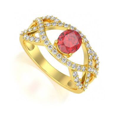 Ring Yellow Gold Ruby and diamonds 3.13grs