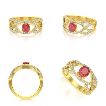 Bague Or Jaune Rubis et diamants 3.13grs 2