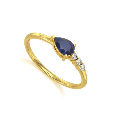 Ring Yellow Gold Sapphire and diamonds 1.176grs