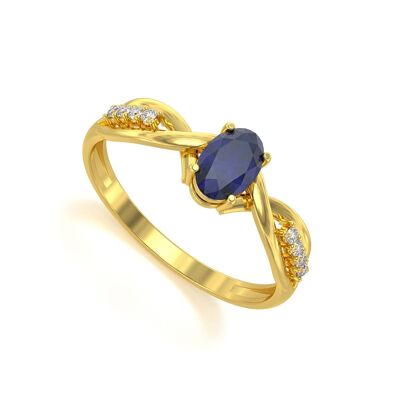 Ring Yellow Gold Sapphire and diamonds 1.32grs