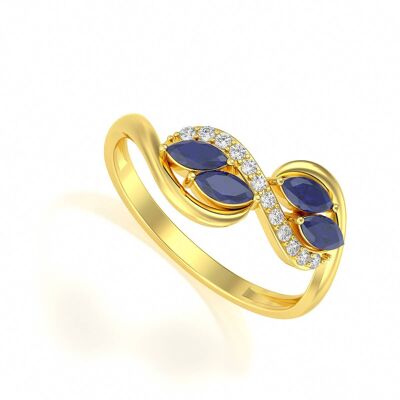 Ring Yellow Gold Sapphire and diamonds 1.546grs