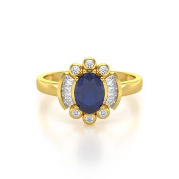 Bague Or Jaune Saphir et diamants 2.10grs 3