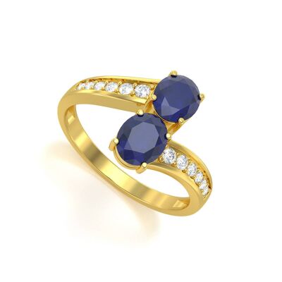 Yellow gold ring Sapphire and diamonds 2.546grs
