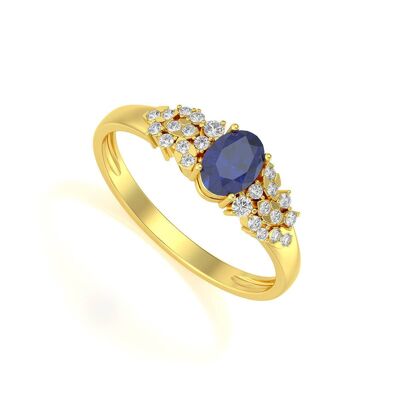 Yellow Gold Ring Sapphire and Diamonds 2.934grs
