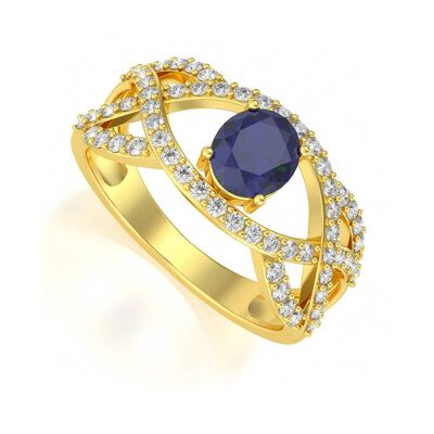 Ring Yellow Gold Sapphire and diamonds 3.13grs