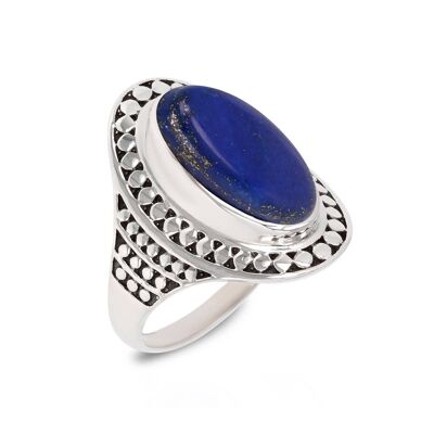 Blue Lapis Lazuli Stone Ring 925 Silver 60602