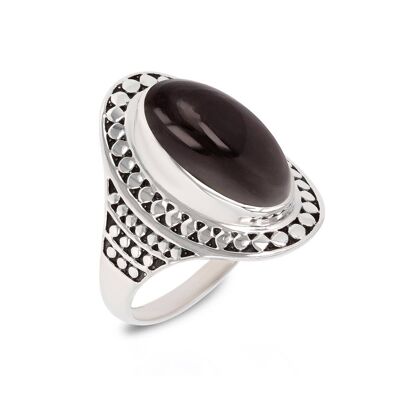 Anillo plata piedra obsidiana negra 60604