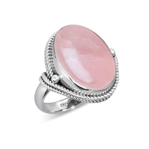 Bague Quartz rose sur collerette argent 925 2674-1