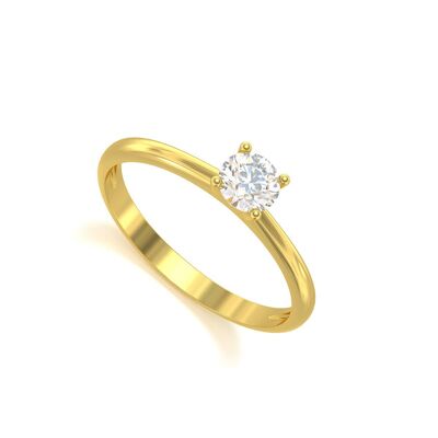 Anillo Solitario Oro Amarillo Diamantes 1.59grs