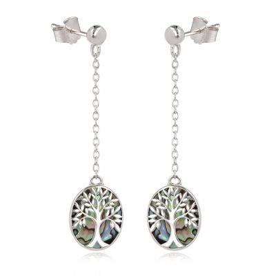 Tree of life earrings mother-of-pearl abalone silver K50301