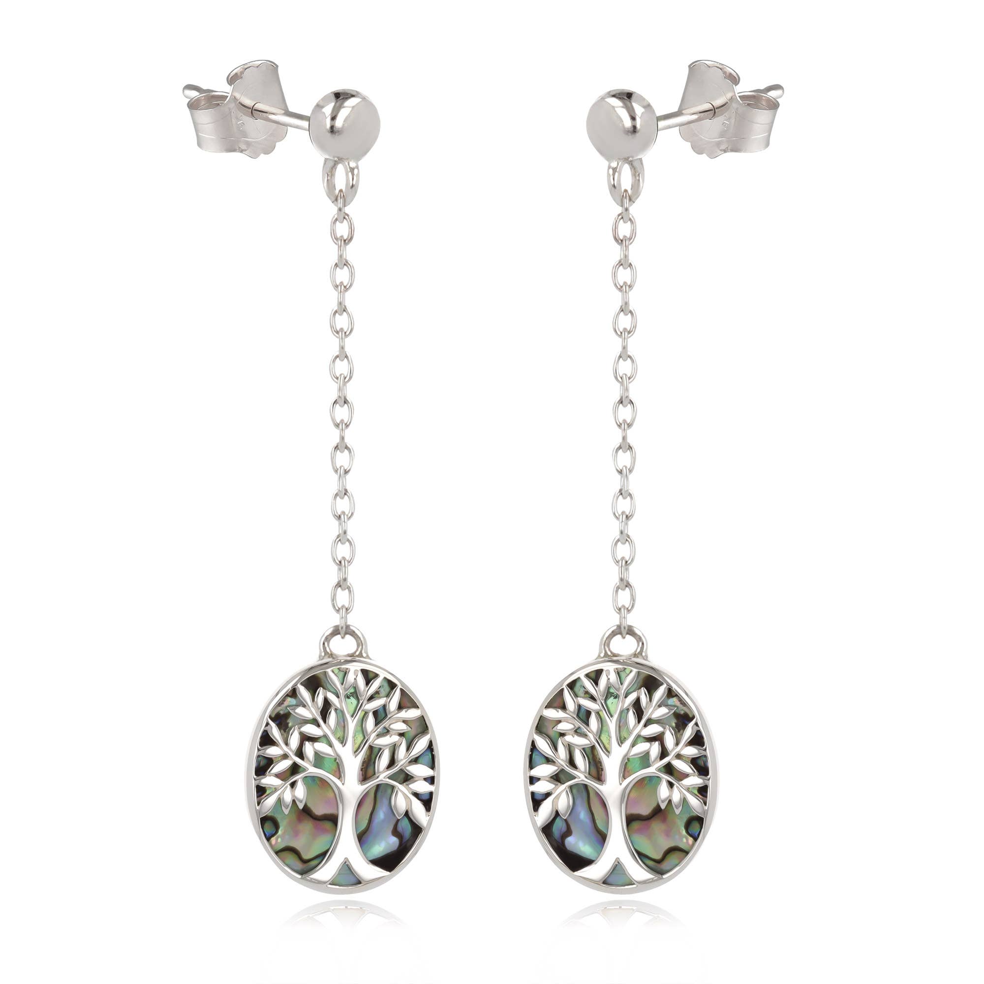 Boucles d'Oreille Arbre de Vie Nacre Abalone Argent -K50301