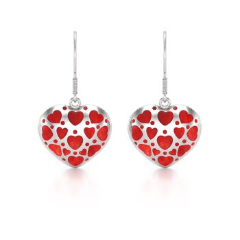 Boucles d'oreille coeur corail et argent 925 50375 1