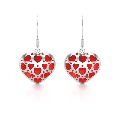 Coral heart and 925 silver earrings 50375