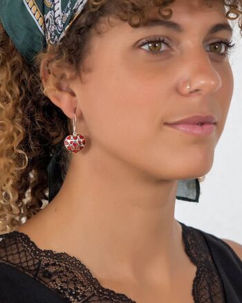 Boucles d'oreille coeur corail et argent 925 50375 3