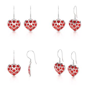 Boucles d'oreille coeur corail et argent 925 50375 2