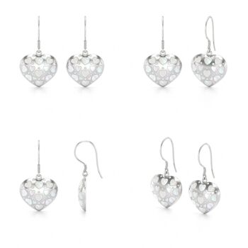 Boucles d'oreille coeur nacre blanche et argent 50373 2