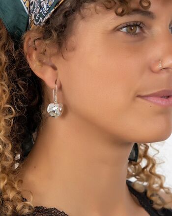 Boucles d'oreille coeur nacre blanche et argent 50373 5