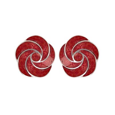 Pendientes Coral Flor Espiral Plata 3609