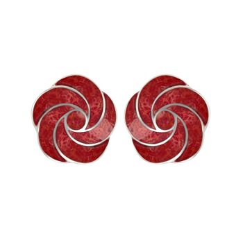 Boucles d'oreille Corail Fleur Spirale Argent 3609 1