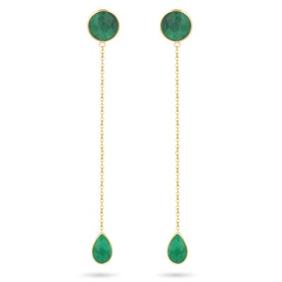 Emerald earrings in 925 silver gilded with fine gold 60366
