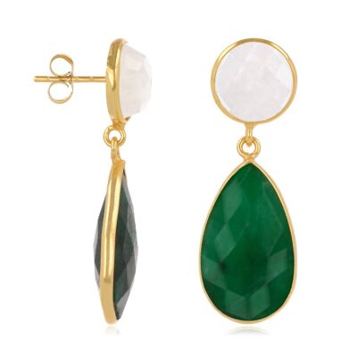Emerald Moon Stones earrings 925 silver 60376
