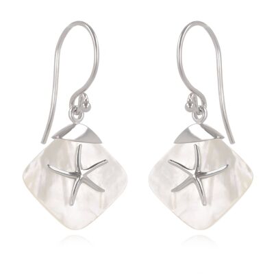 White mother-of-pearl starfish earrings K50322
