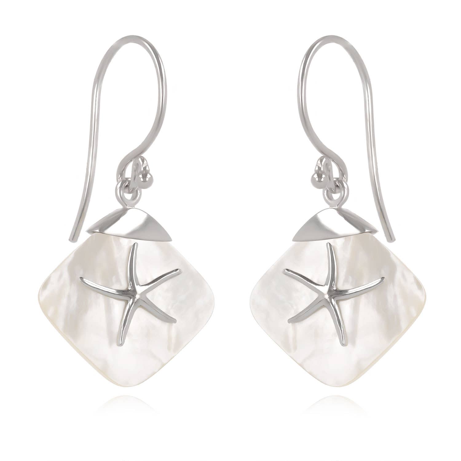 Boucles d'oreille Etoile de Mer Nacre blanche Argent -K50322
