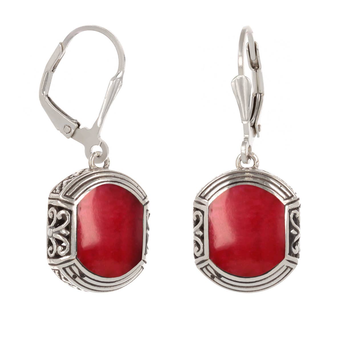 Boucles d'oreille ethnique corail Argent 925 -BO-ETHN-Coral