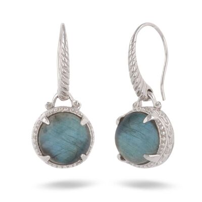 Boucles d'oreille ethnique labradorite sertie argent ETHN