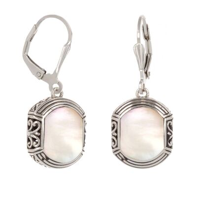 White mother-of-pearl silver earrings BO-ETHN-W-Shell