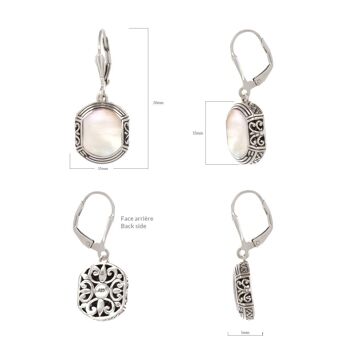 Boucles d'oreille nacre blanche argent BO-ETHN-W-Shell 4