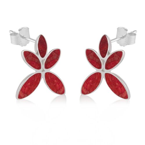 Boucles d'oreille Fleur corail Argent massif 925 45045