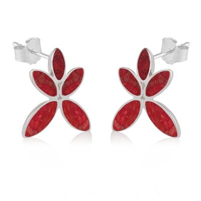 Coral flower earrings Sterling silver 925 45045