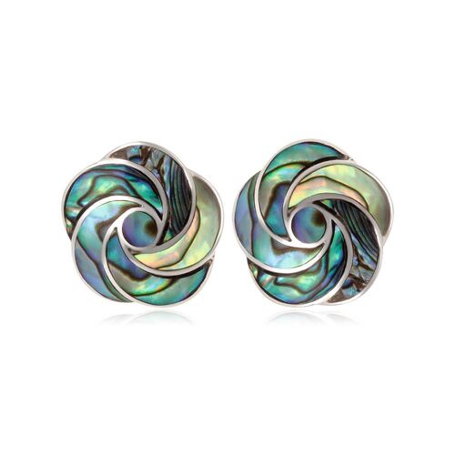Boucles d'oreille fleur nacre abalone argent 925 K45006-2