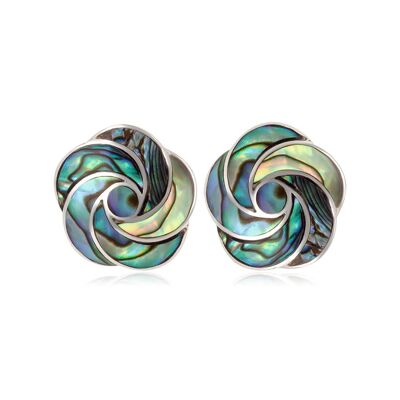 925 silver abalone mother-of-pearl flower earrings K45006-2