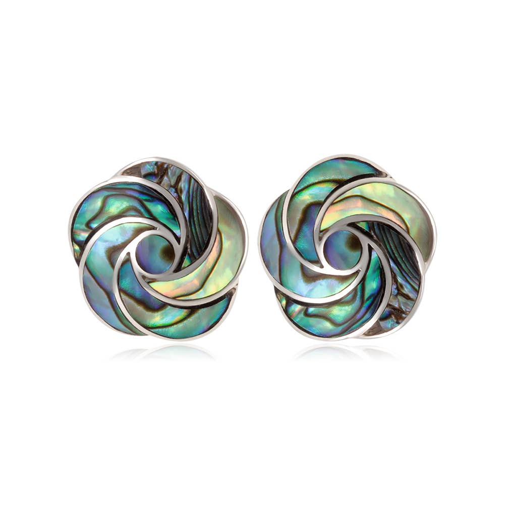 Boucles d'oreille fleur nacre abalone argent 925