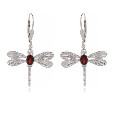 Boucles d'oreille Grenat facettée Argent 925 Rhodié K50348