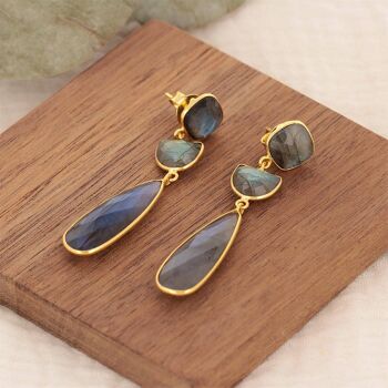 Boucles d'oreille Labradorite argent 925 60357 2