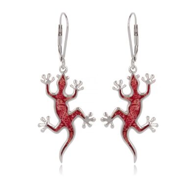 925 Silver coral lizard earrings K50350