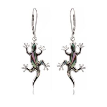 Boucles d'oreille Lézard Nacre Abalone Argent K50349 1