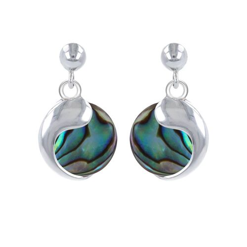 Boucles d'oreille nacre abalone virgule d'argent 925 4603-1