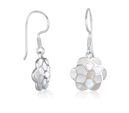 Boucles d'oreille nacre blanche argent massif blanc 4856