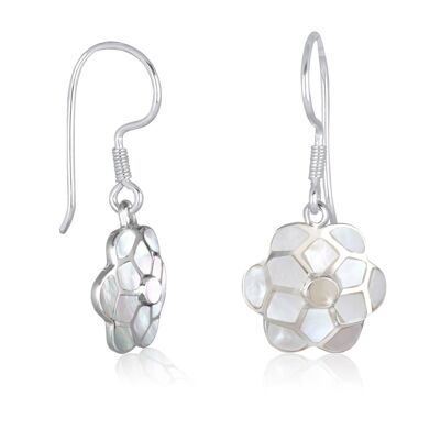 White mother-of-pearl earrings in solid silver white 4856